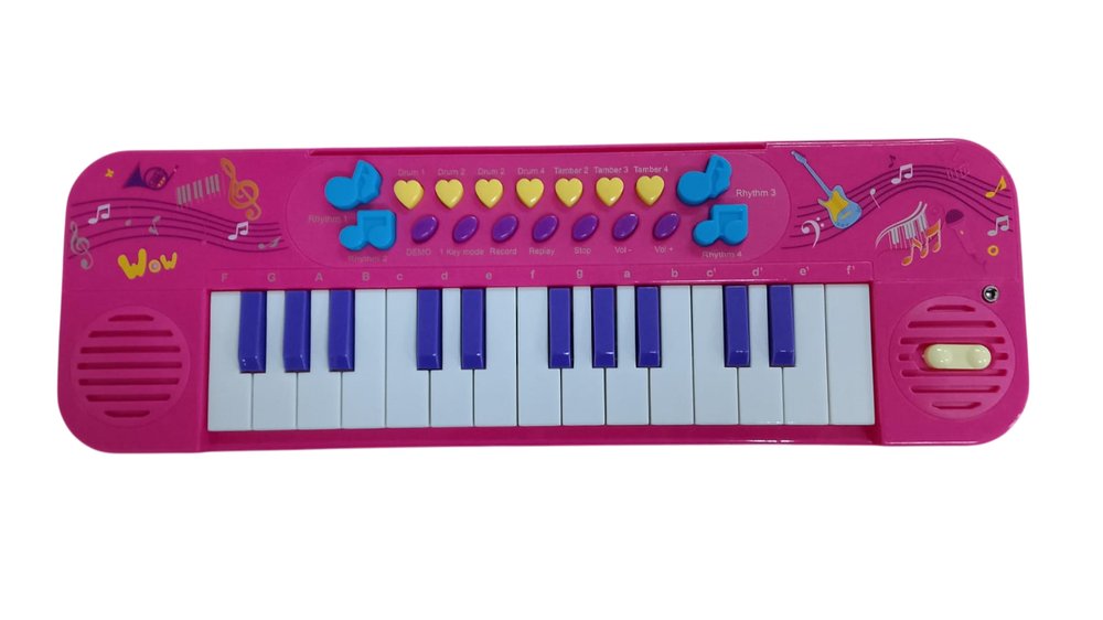 Kit Teclado Musical Infantil com Microfone - Rosa — foto 1