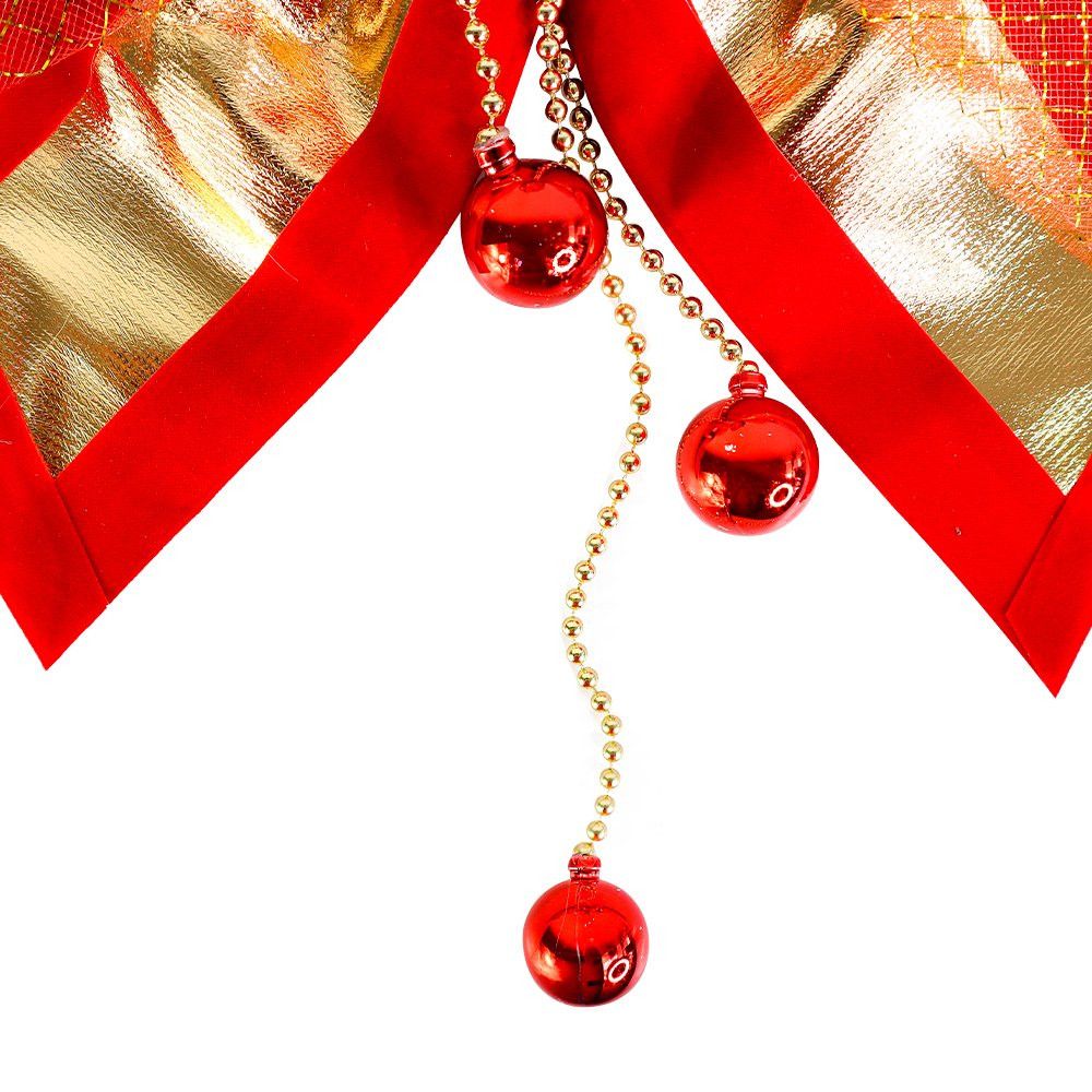 Laço Grande Texturizado de Enfeite de Natal Vermelho e Dourado — foto 1