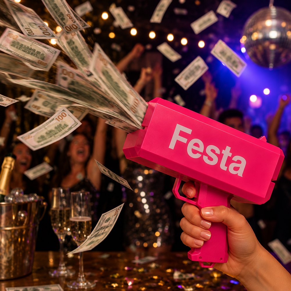 Lança Dinheiro Chuva de Notas para Festa - Rosa — foto 1