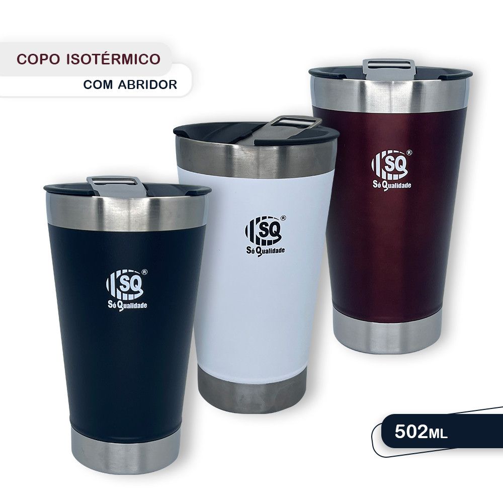Copo Térmico SQ Preto Inox 500ml com Abridor — foto 1