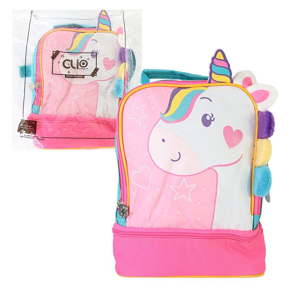 Lancheira Térmica Infantil Clio Pets Unicórnio Rosa 5L