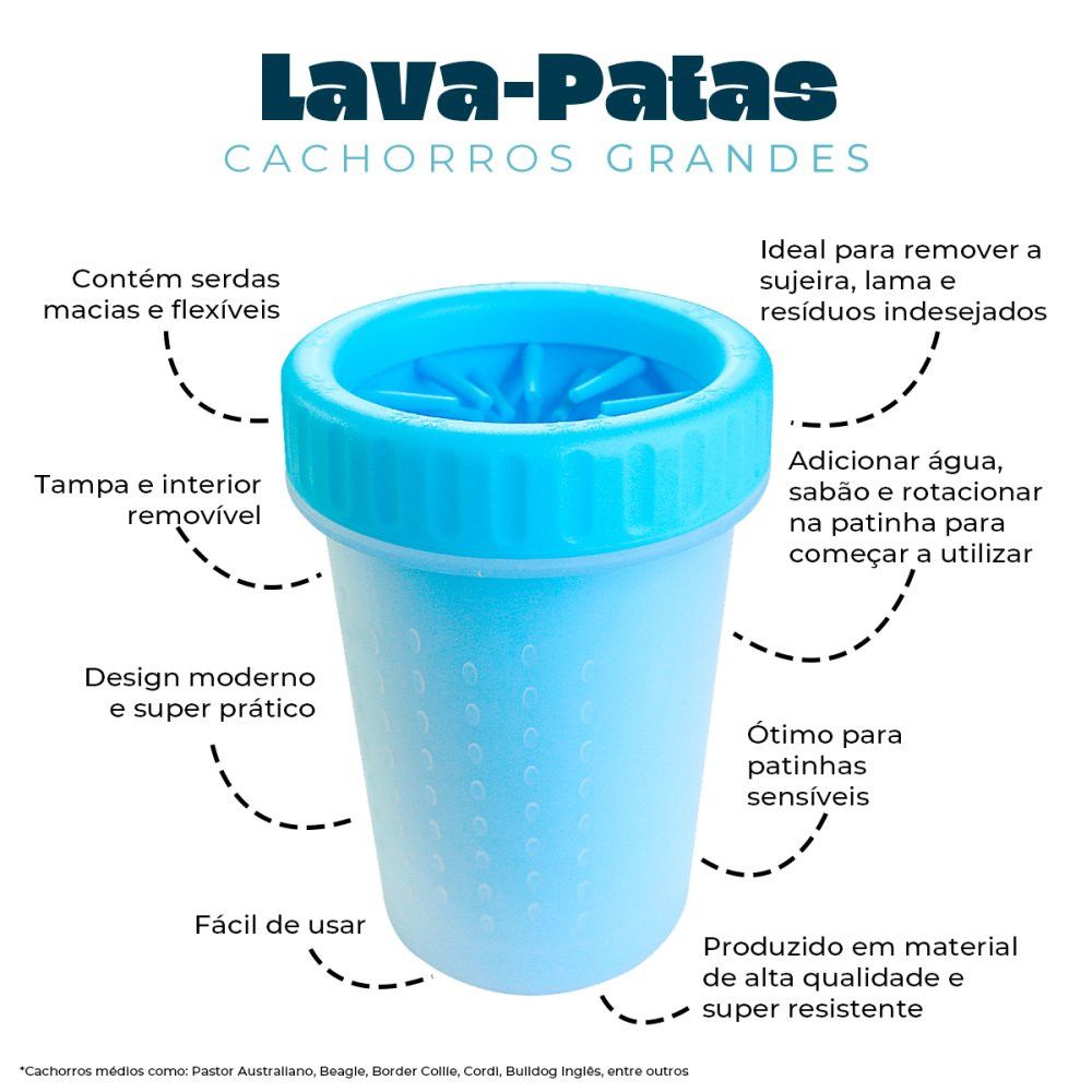 Lava Patas Napi para Cachorros Grandes Azul Silicone — foto 1