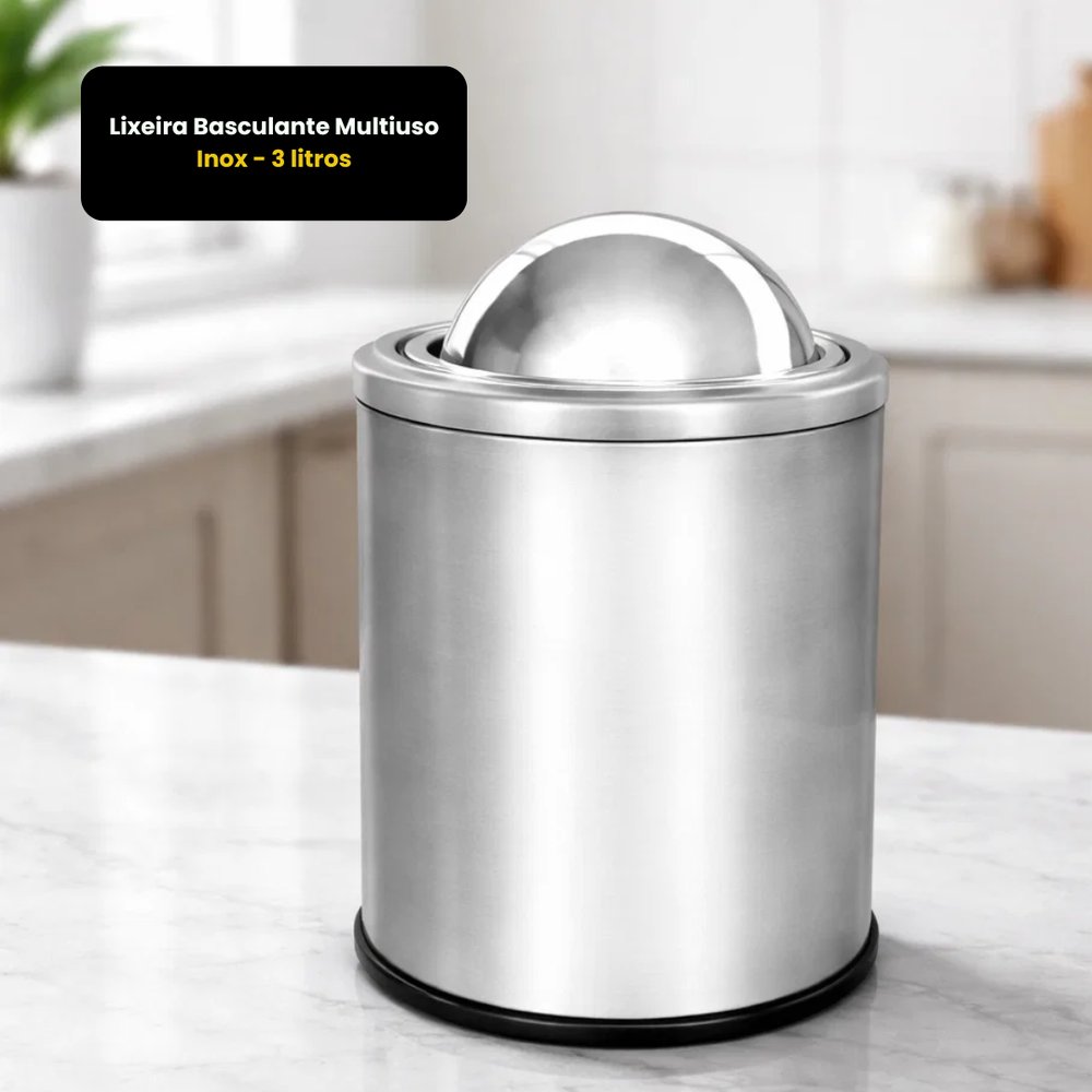 Lixeira Basculante Multiuso Inox - 3 litros — foto 1