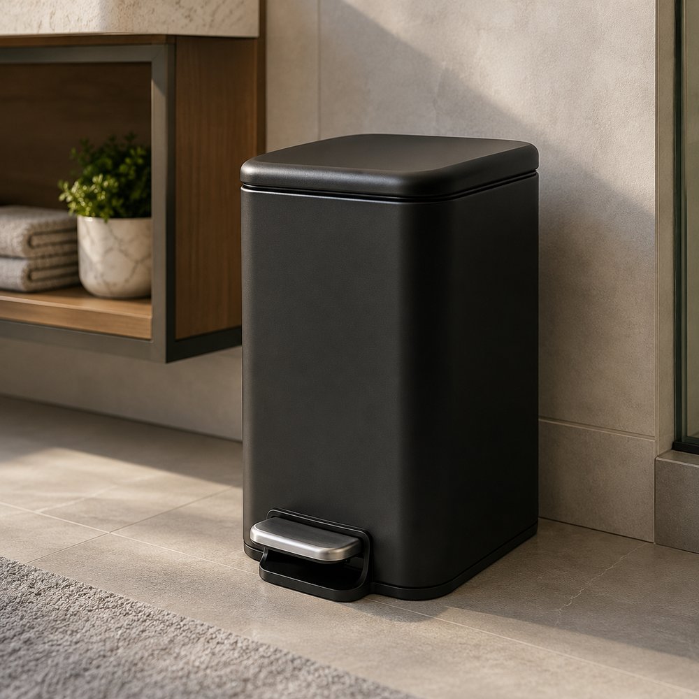 Lixeira com Pedal Linea Matte 5 Litros - Preto Fosco — foto 1