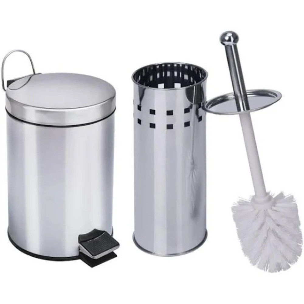 Lixeira de Aço Inox 3 Litros com Escova Sanitária e Suporte — foto 1
