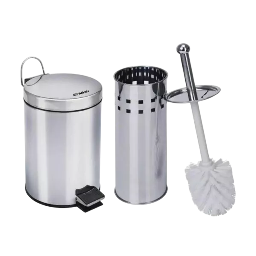 Kit Lixeira Inox Globalmix 5L Pedal com Escova Sanitária — foto 1