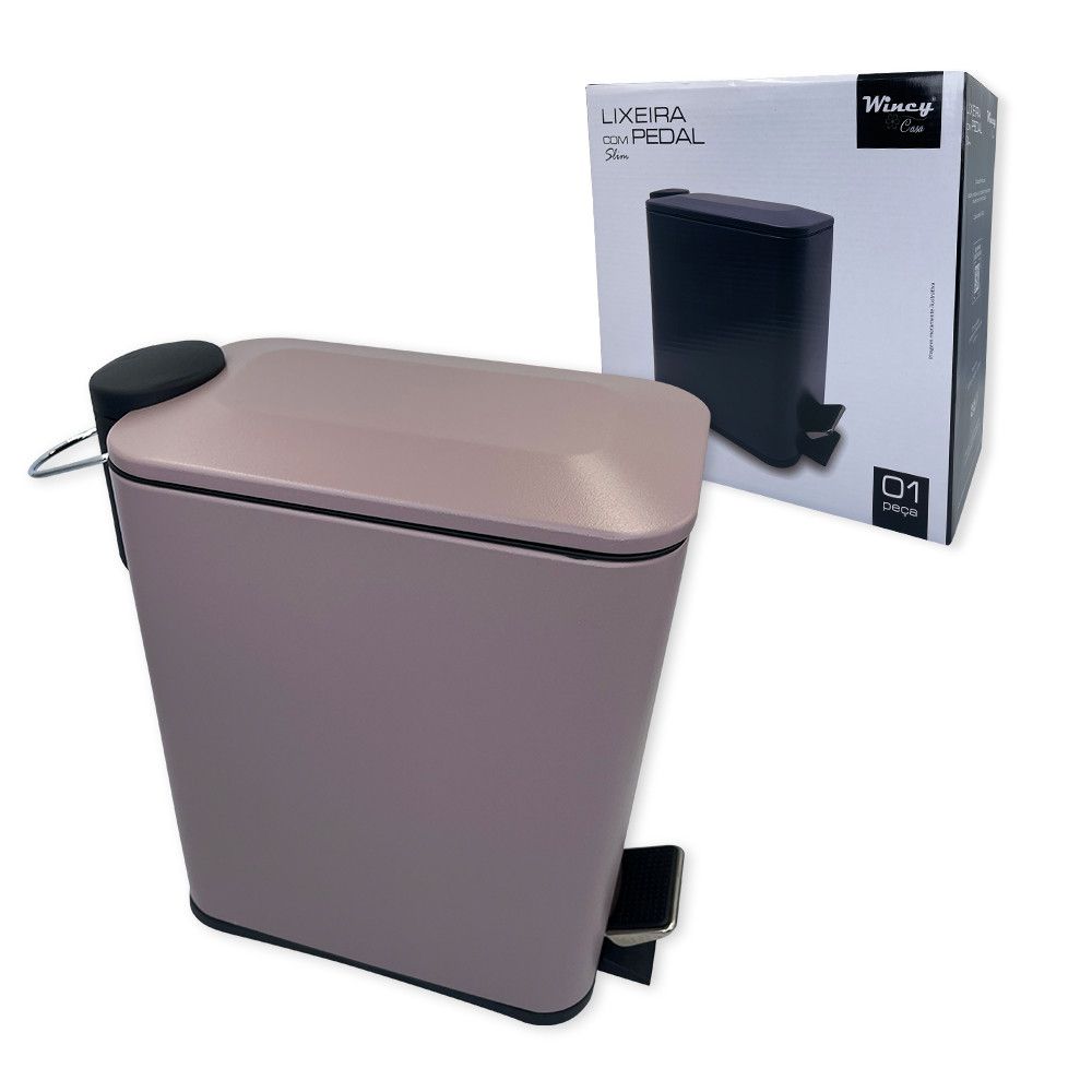 Lixeira Slim Wincy Bege 5 Litros com Pedal — foto 1