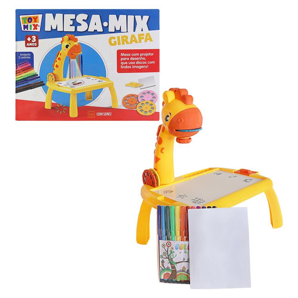 Lousa Mágica Mesinha Com Projetor Girafinha - Amarela — foto 1