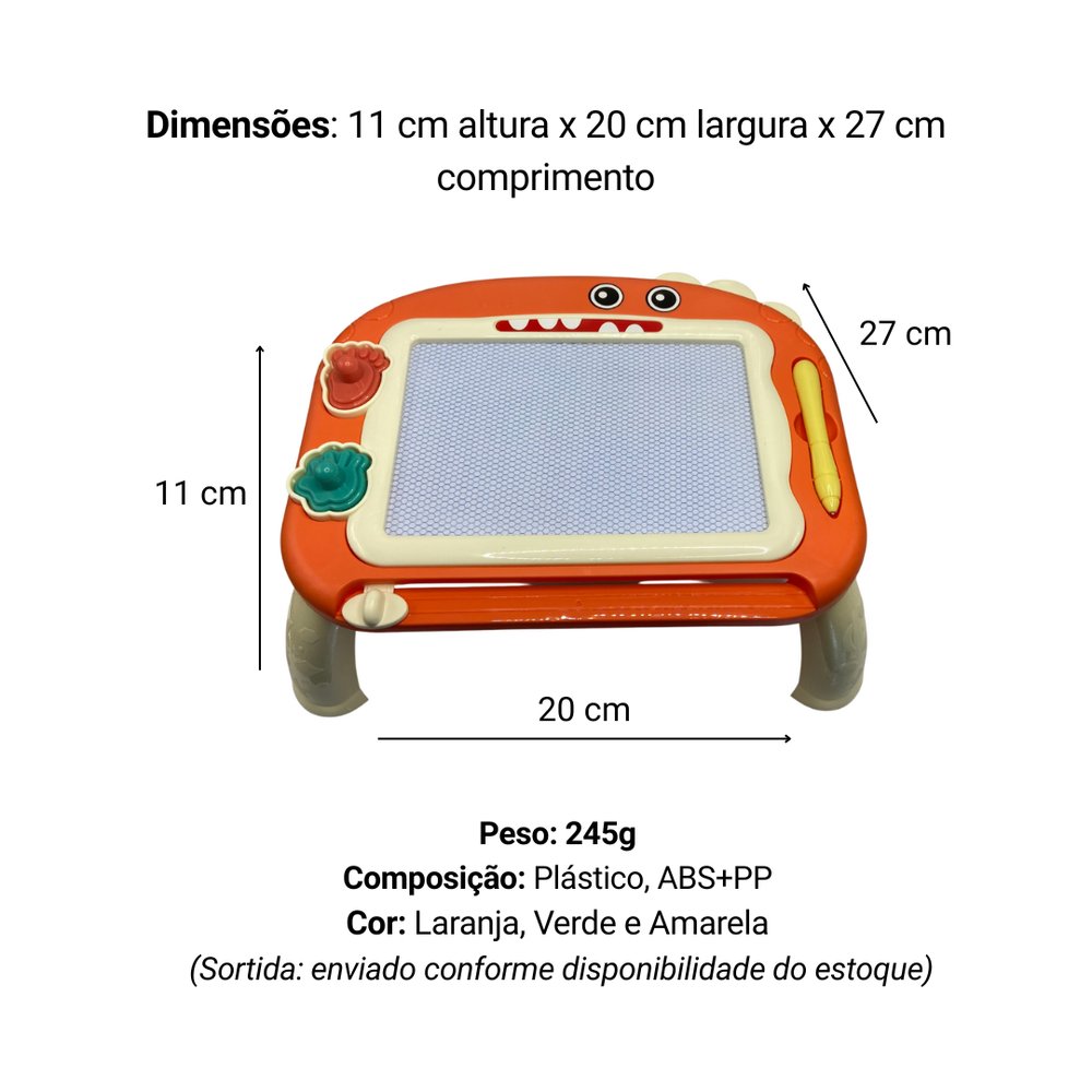 Lousa Mágica Infantil Monstrinho com 2 Carimbos, Caneta e Desenhos Apagáveis Sortida — foto 1