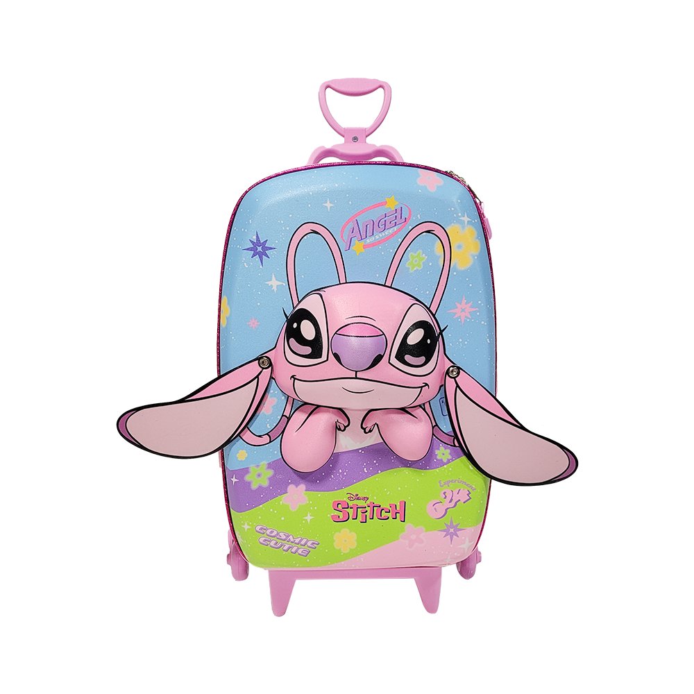 Mala Infantil Angel Stitch 3D com Rodinhas - Azul