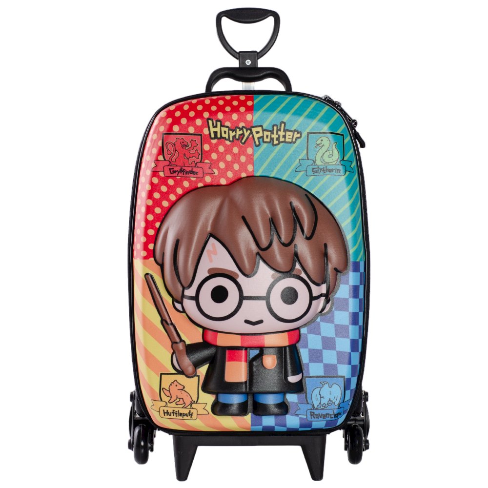Mala Infantil Harry Potter Casas 3D com Rodinhas - Multicolorida