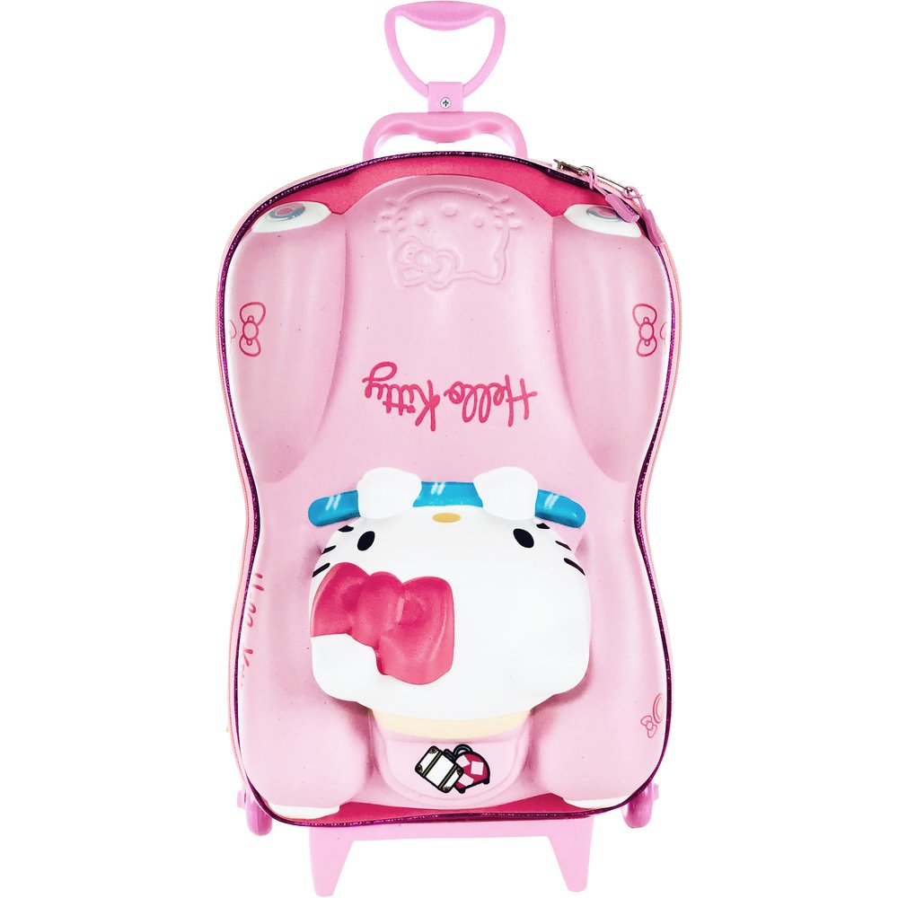 Mala Infantil Hello Kitty 3D com Rodinhas - Rosa