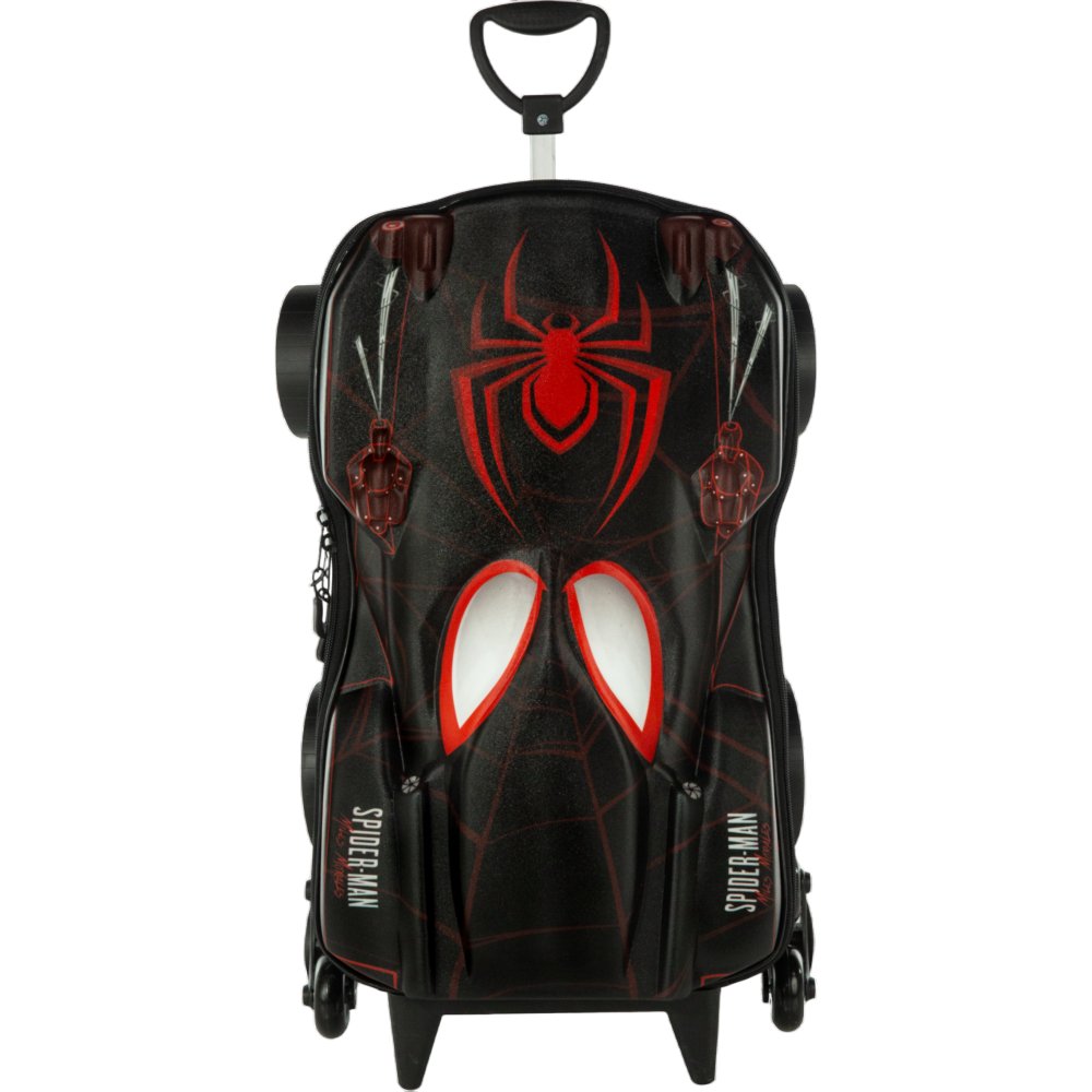 Mala Infantil Homem Aranha 3D com Rodinhas - Preta — foto 1