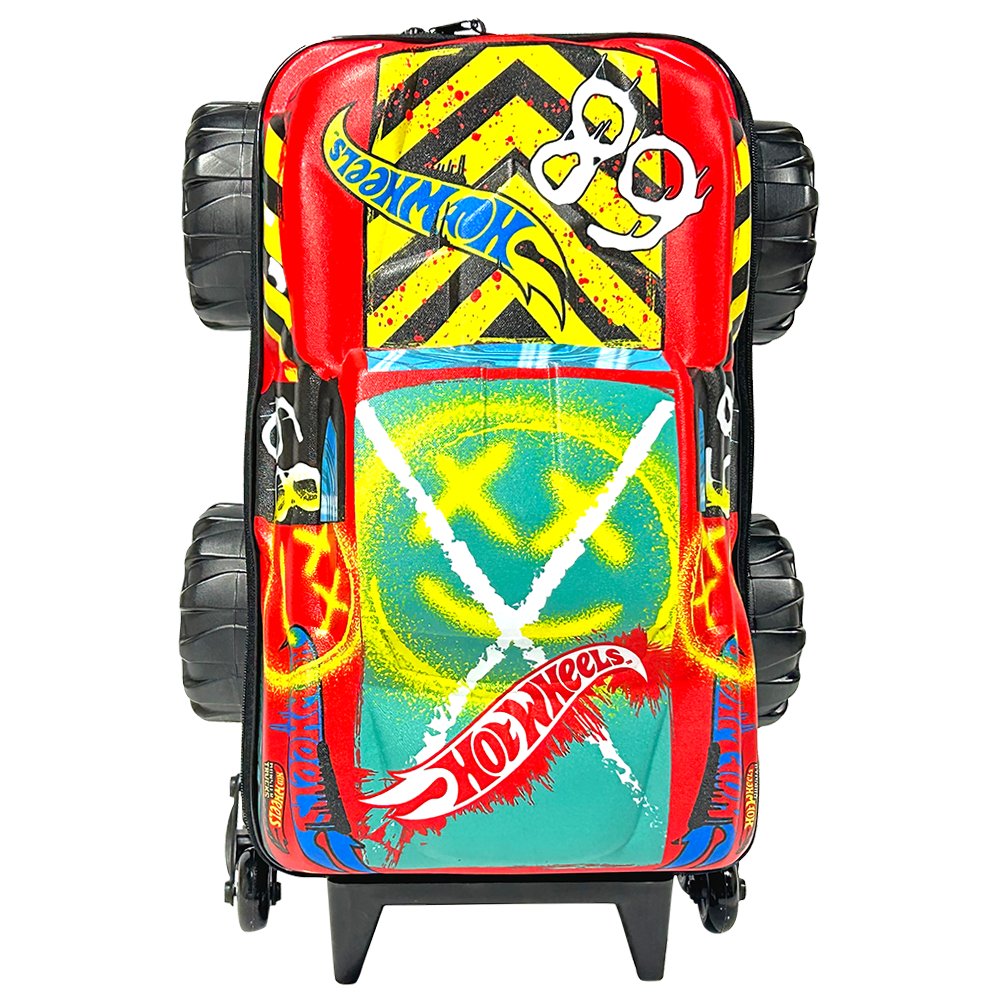 Mala Infantil Hot Wheels Monster Truck 3D Multicolorida 20 Litros com Rodinhas e Alça Retrátil — foto 1