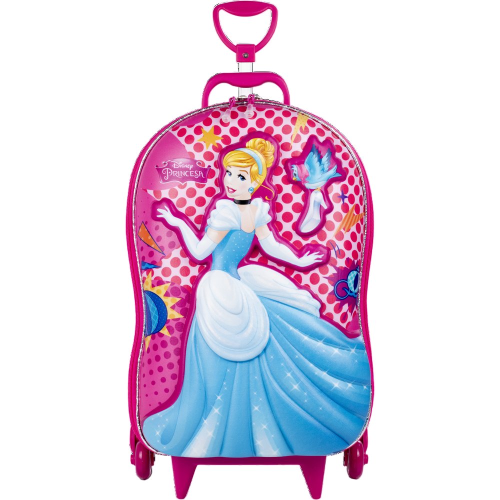 Mala Infantil Princesa Cinderela 3D com Rodinhas - Rosa
