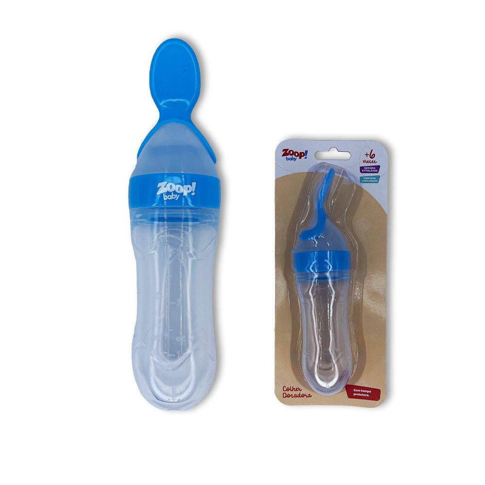 Colher Dosadora Bebê Zoop Silicone Azul 90ml — foto 1