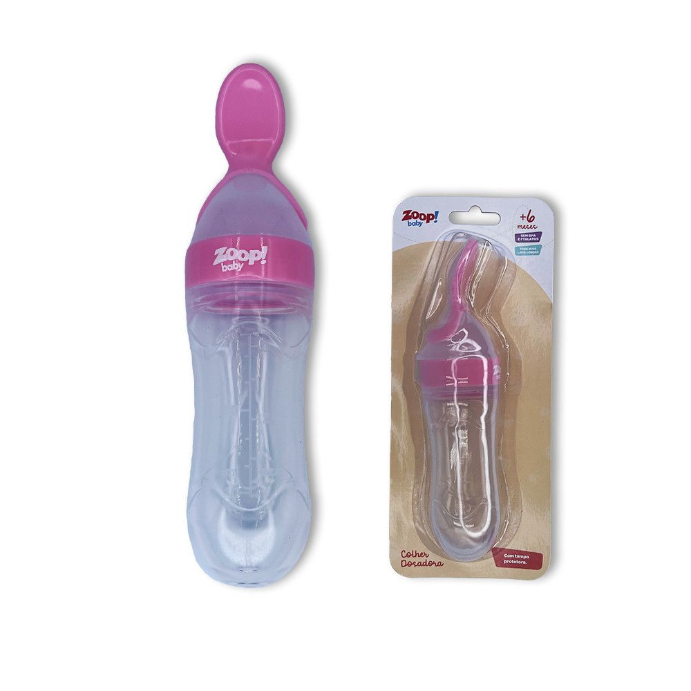 Colher Dosadora Bebê Zoop Silicone Rosa 90ml — foto 1