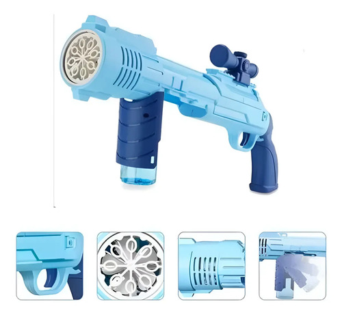 Pistola Lança Bolhas de Sabão Elétrica com Luzes
