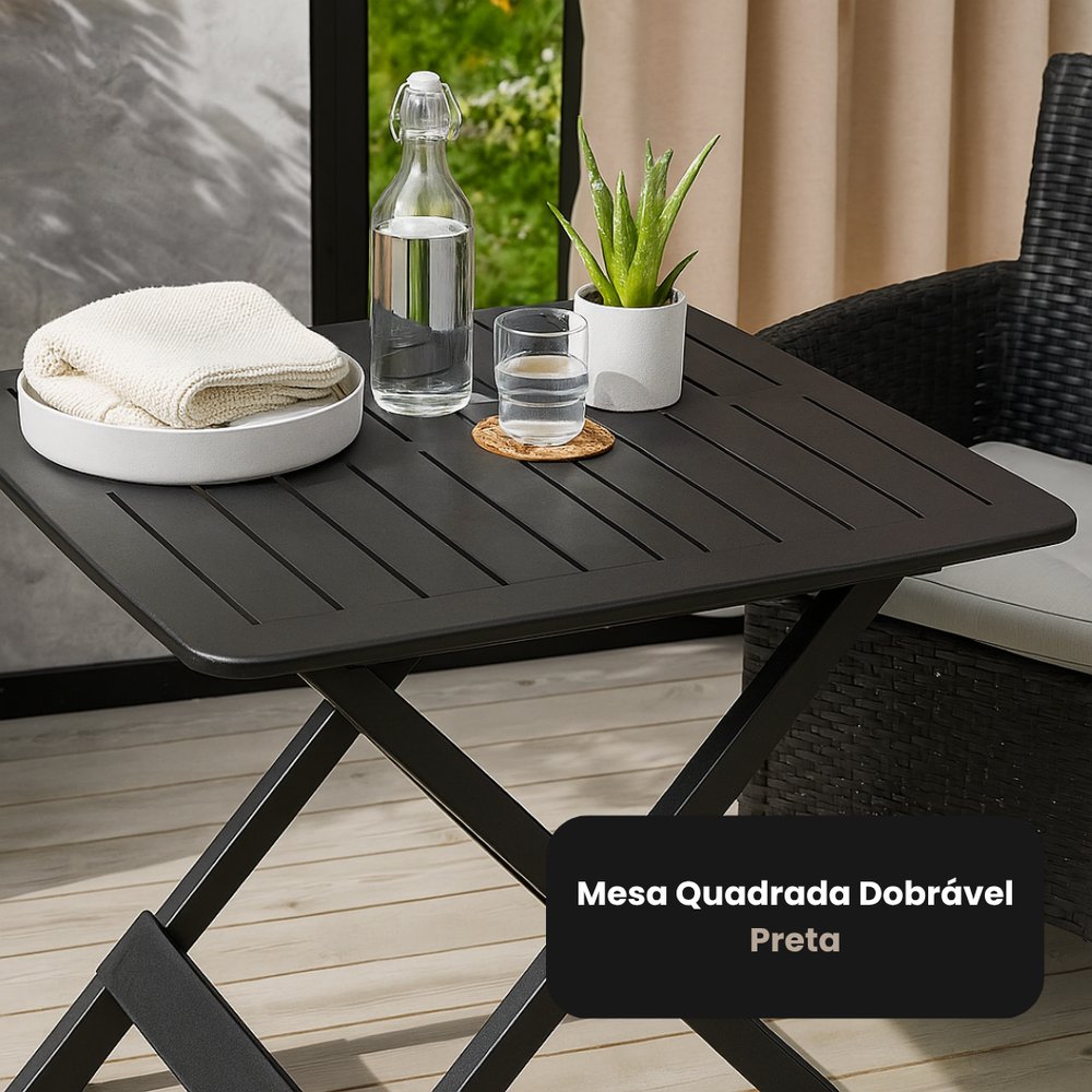 Mesa Quadrada Dobrável Preta — foto 1