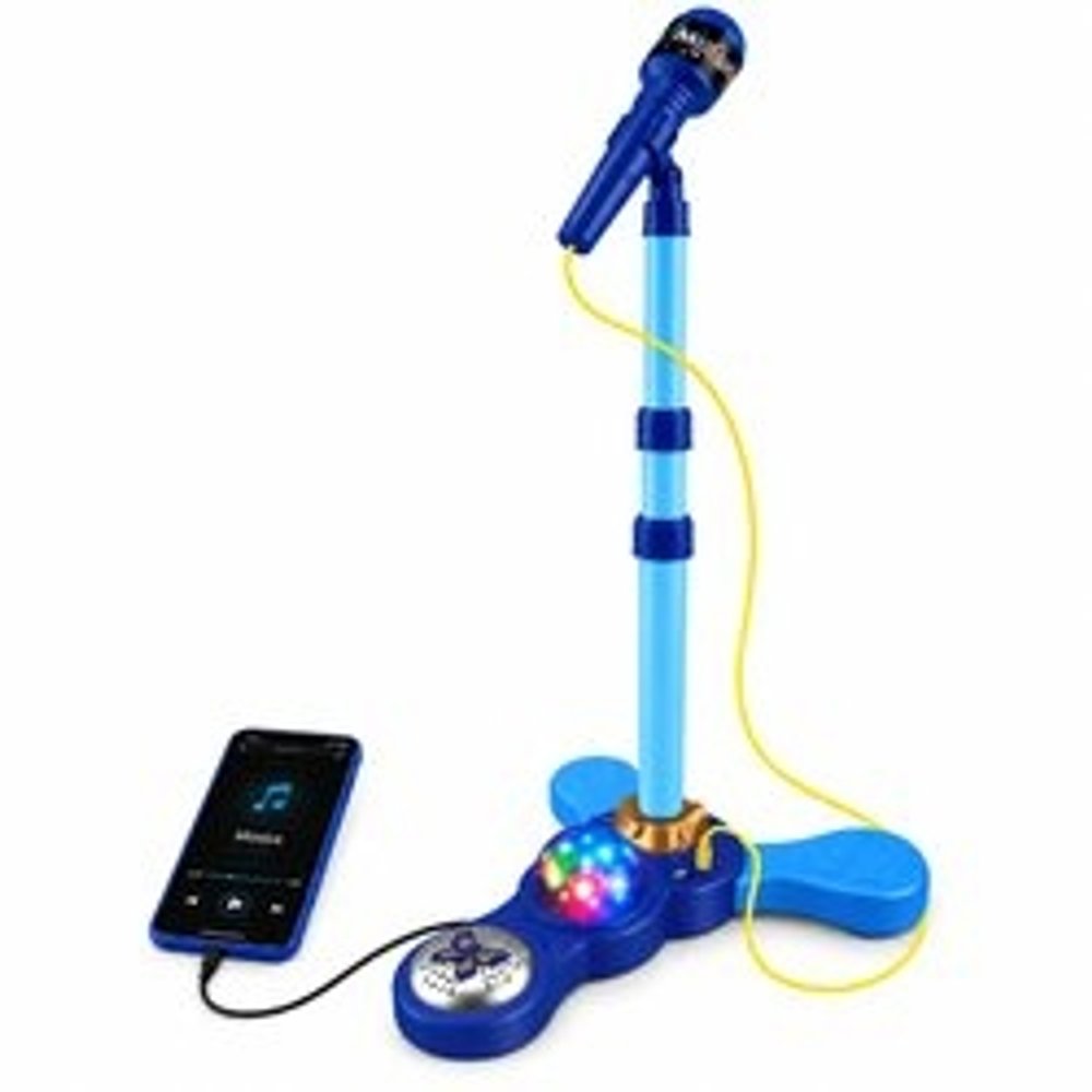 Microfone Brinquedo Musical Infantil com Pedestal Karaokê MP3 - Azul — foto 1