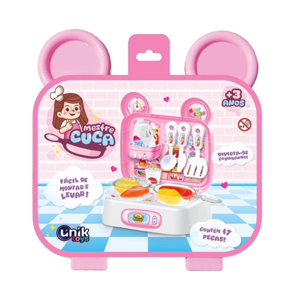 Mini Maleta de Brinquedo Cozinha 17 Peças - Rosa — foto 1