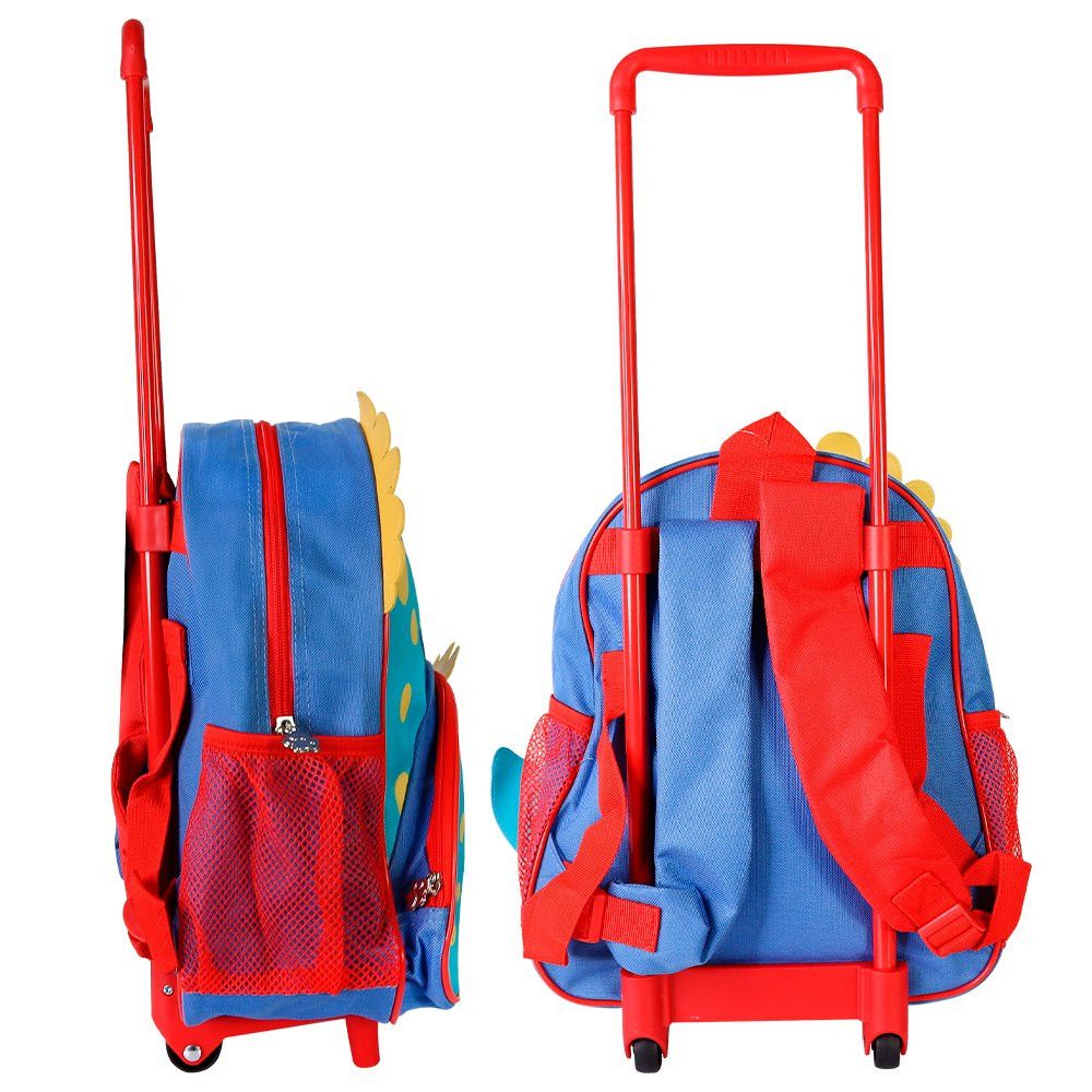 Mochila Infantil de Rodinhas Clio Pets Dino Azul 14L