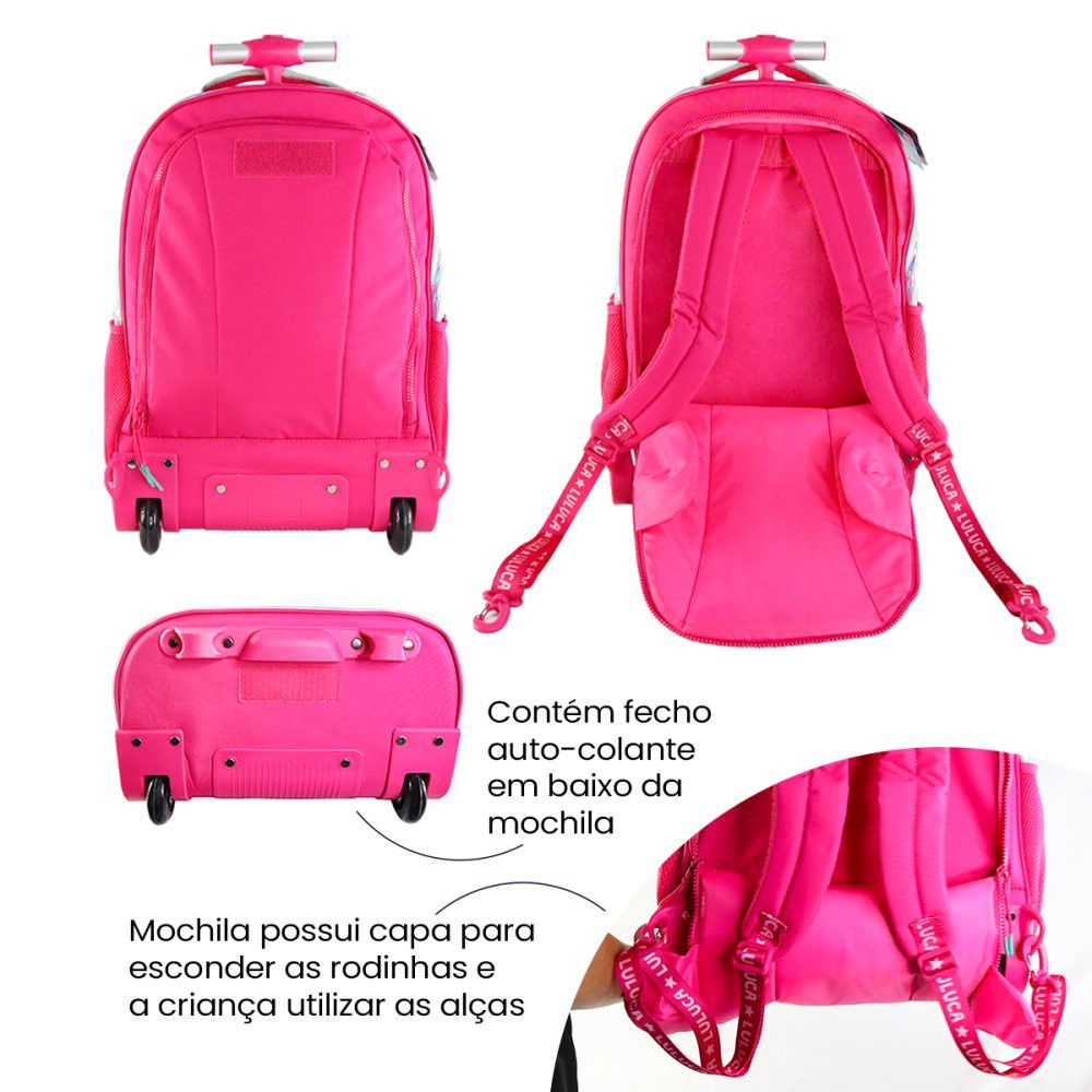 Mochila Luluca Holográfica Clio Rodinhas 33L