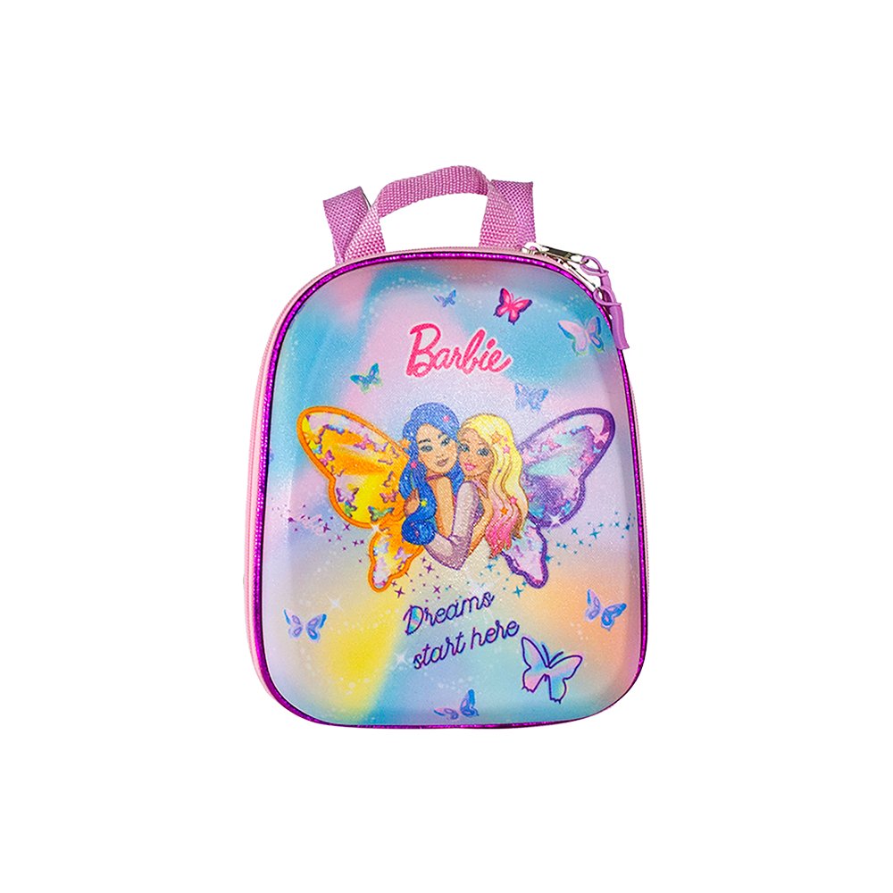 Mochila Infantil Barbie Borboleta Tamanho P Multicolorida com Alças Ajustáveis e Zíper Duplo — foto 1