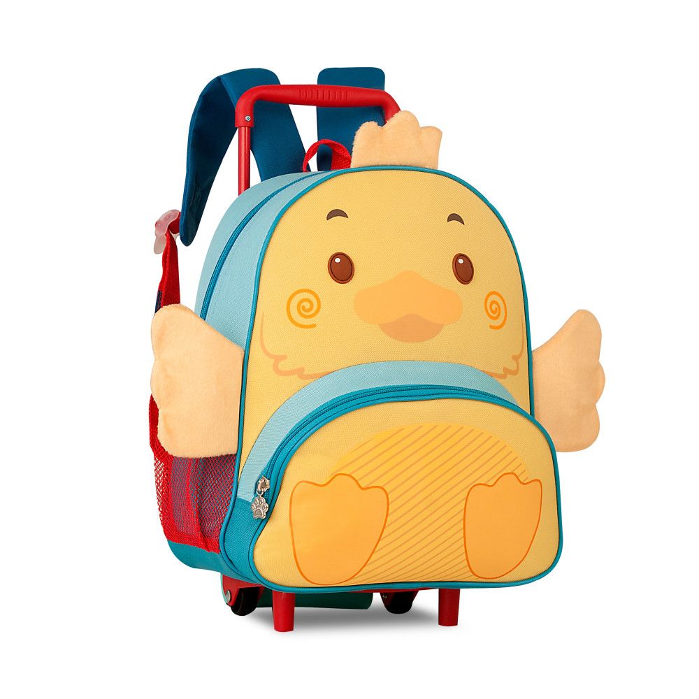Mochila Infantil de Rodinhas Clio Pets Pato Amarelo 14L