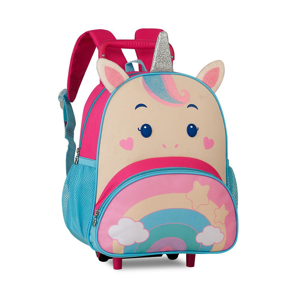 Mochila Infantil de Rodinhas Clio Pets Unicórnio Rosa 14L