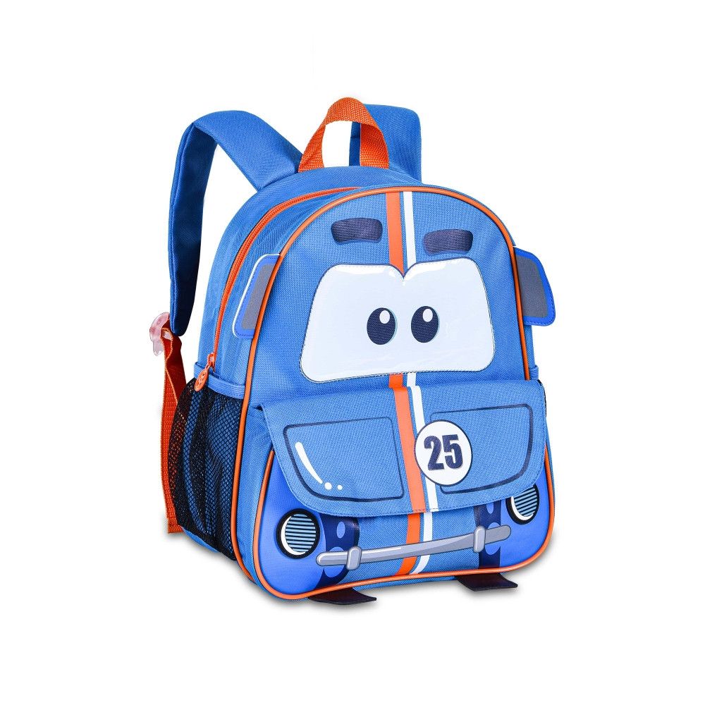 Mochila Infantil Clio Carros Azul com Detalhes 3D