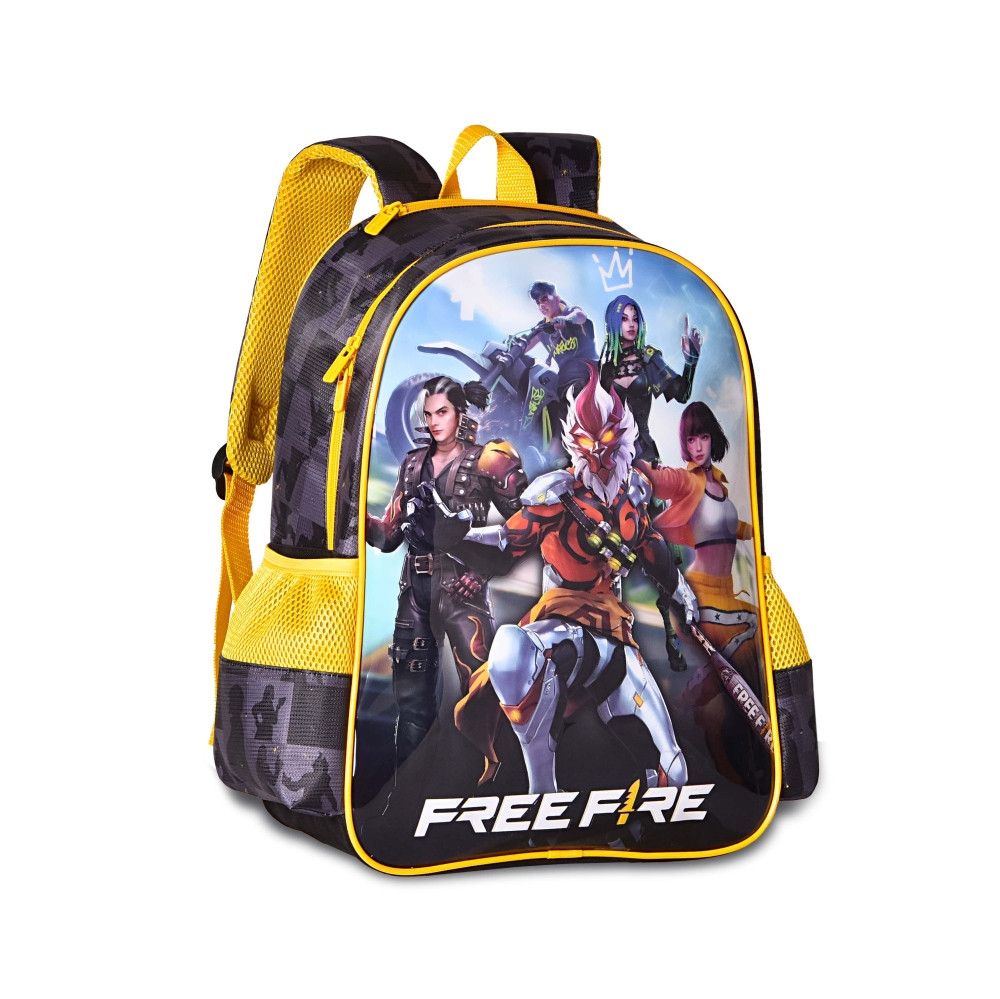 Mochila Escolar Clio Free Fire com Bolso para Touca