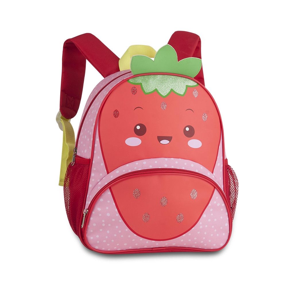Mochila Infantil Clio Morango com Folha 3D de Costas