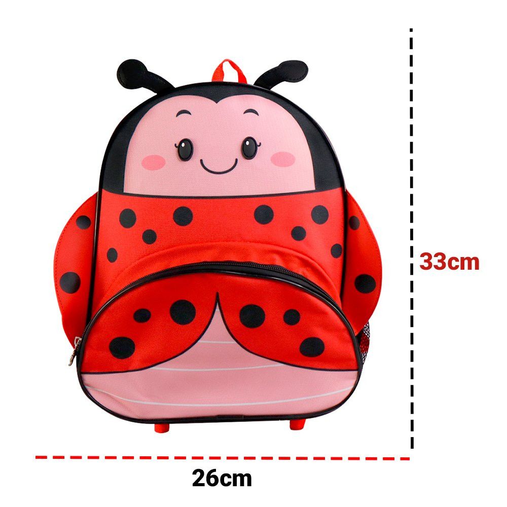 Mochila Infantil de Rodinhas Clio Pets Joaninha 3D 17L
