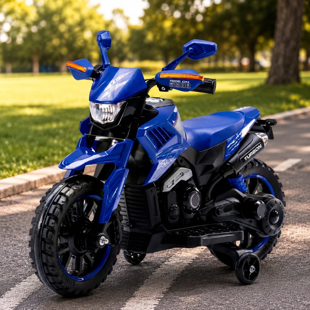 Moto Elétrica Infantil Big Trail Azul 6V com Pedal Acelerador, Farol LED e Rodinhas — foto 1