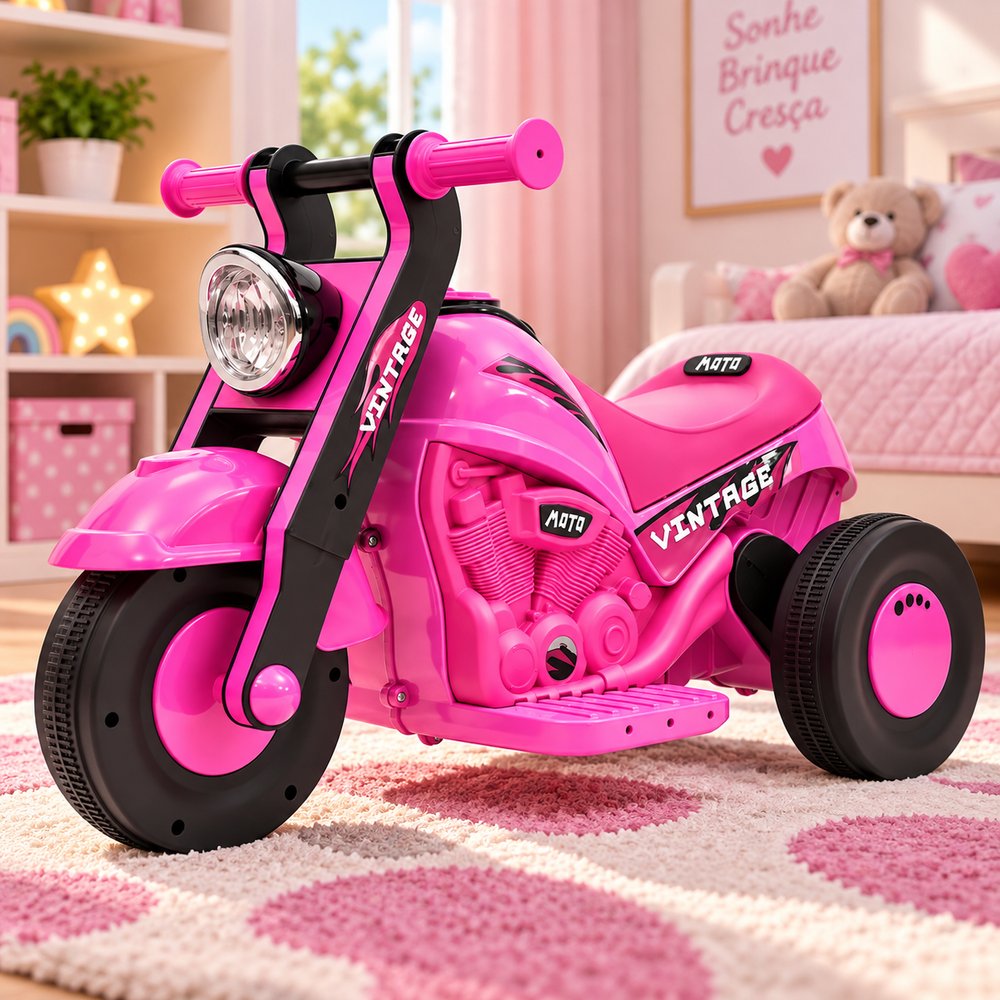 Moto Elétrica Infantil 6V Vintage - Rosa