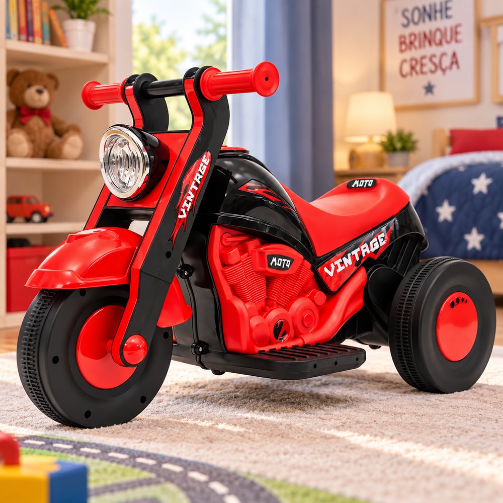 Moto Elétrica Infantil 6V Vintage - Vermelha