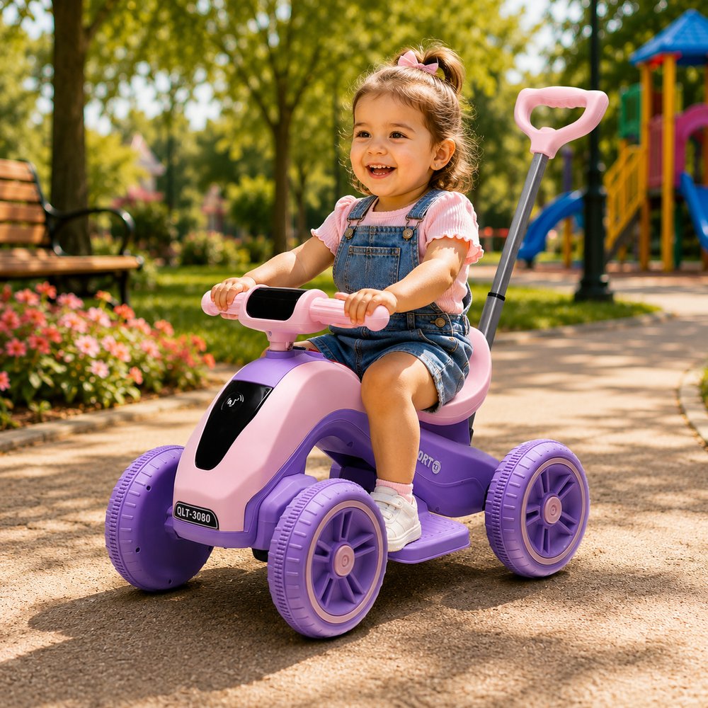 Moto elétrica infantil com empurrador - Roxa — foto 1