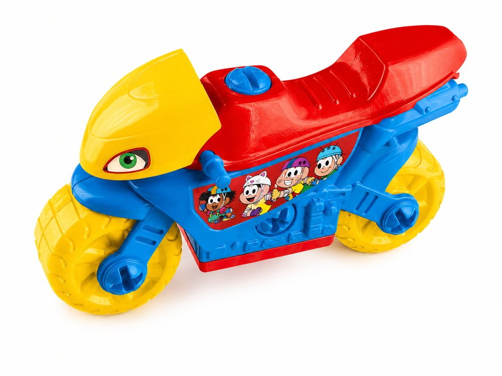 Moto Infantil Cebolinha Multicolorida 23 cm com Adesivo e Chave para Montagem — foto 1