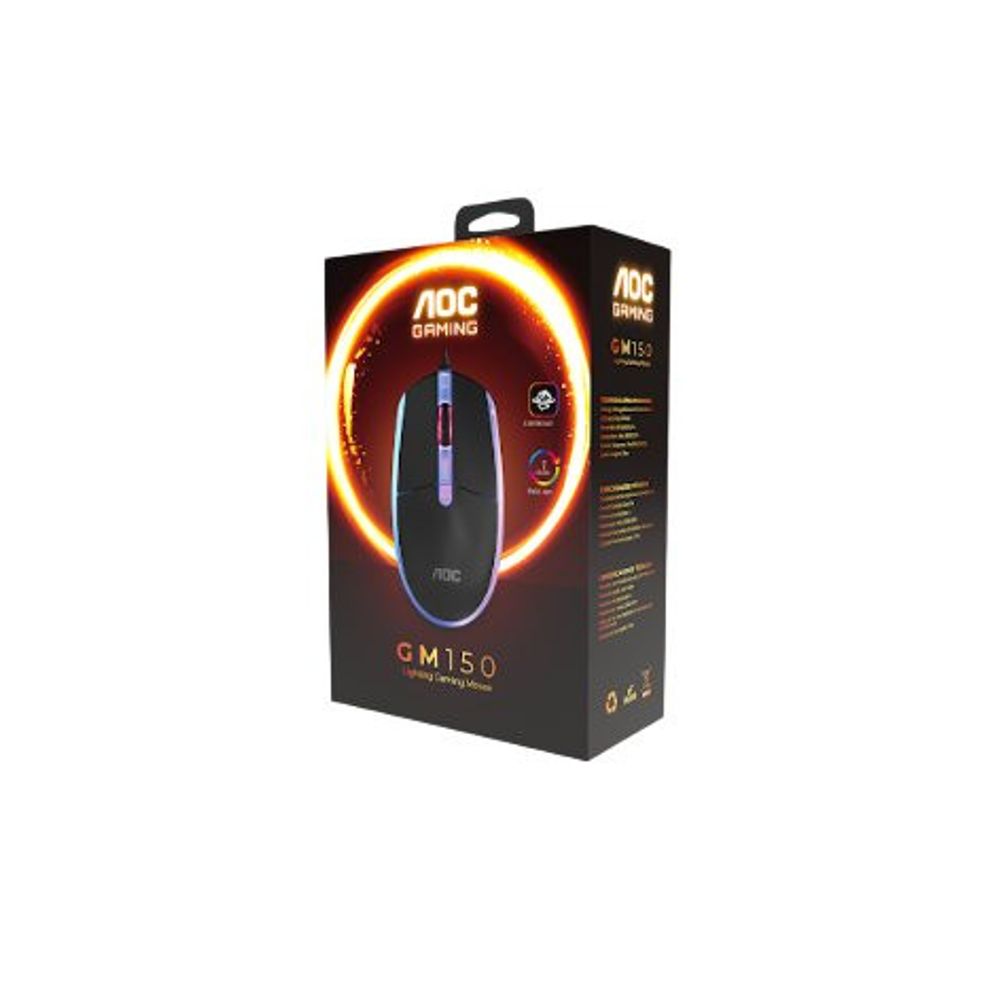 Mouse Gamer AOC GM150 USB 2000 DPI LED Preto — foto 1