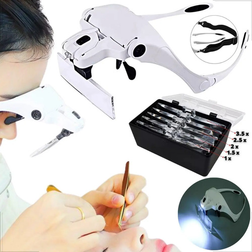 Lupa de Cabeça com LED e 5 Lentes de 1.0x a 3.5x