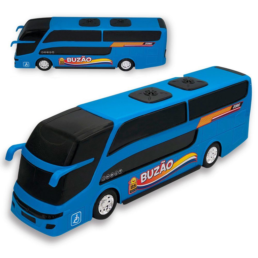 Ônibus de Viagem Buzão Infantil Azul 41,5 cm com Visual Rodoviário e Detalhes Decorativos — foto 1
