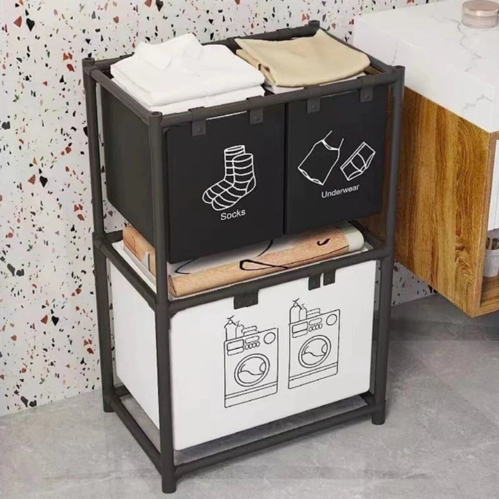 Organizador de Roupas para Lavanderia com 3 Cestos — foto 1