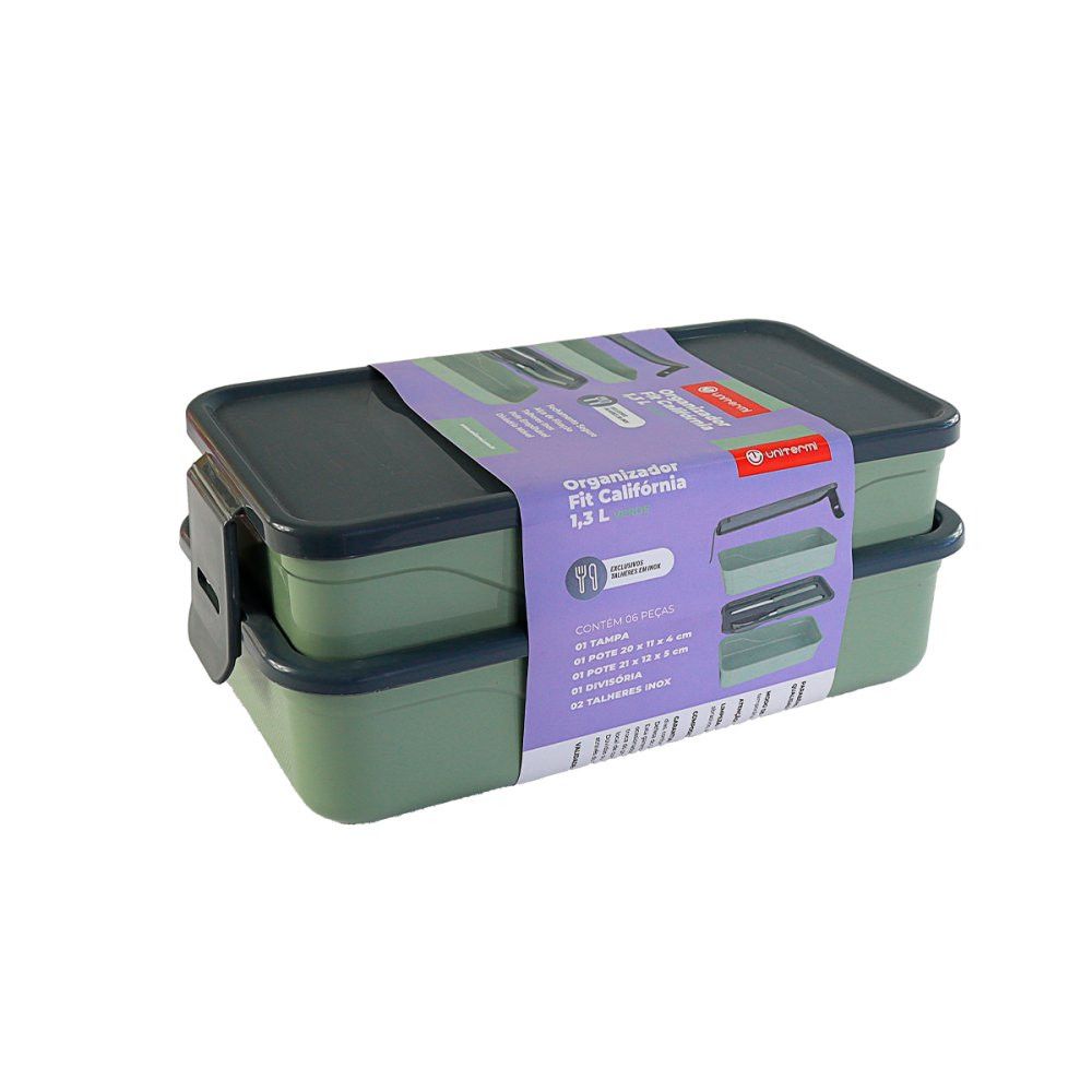 Organizador Marmita Fit Califórnia Unitermi 1,3 Litros - Verde — foto 1