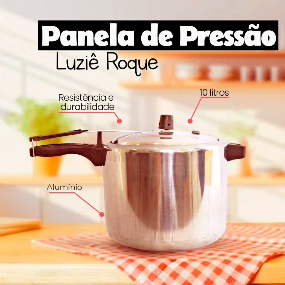 Panela de Pressão Roque Alumínio 10 Litros para Cozinha — foto 1