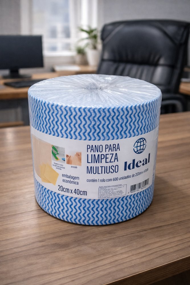 Pano Multiuso em Rolo com 600 unidades 20x40cm - Sortida