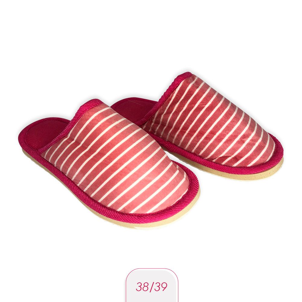 Pantufa Feminina com Listras Pink 38/39 — foto 1