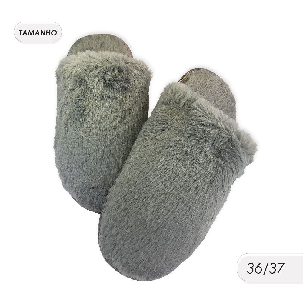Pantufa Feminina Felpuda 36/37 Cinza — foto 1