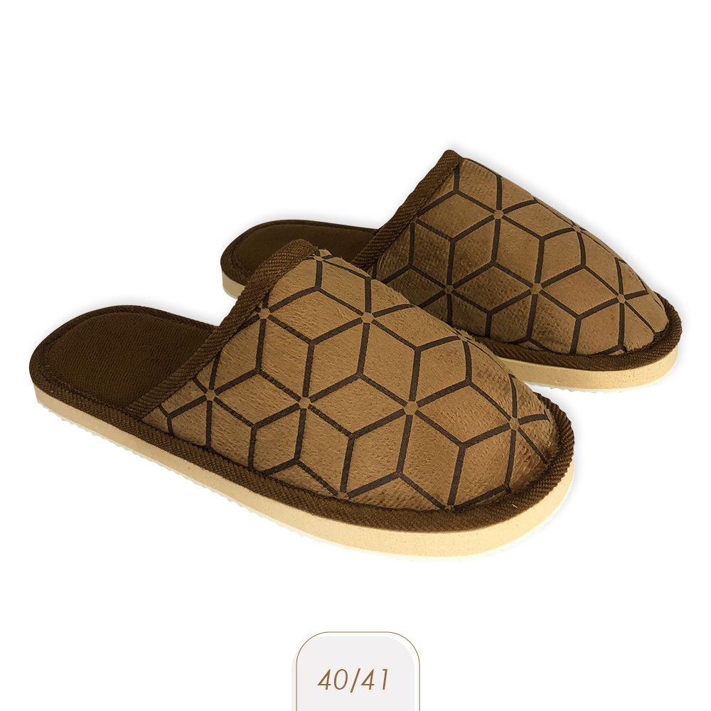 Pantufa Masculina Macia Estampada Marrom 40/41 — foto 1