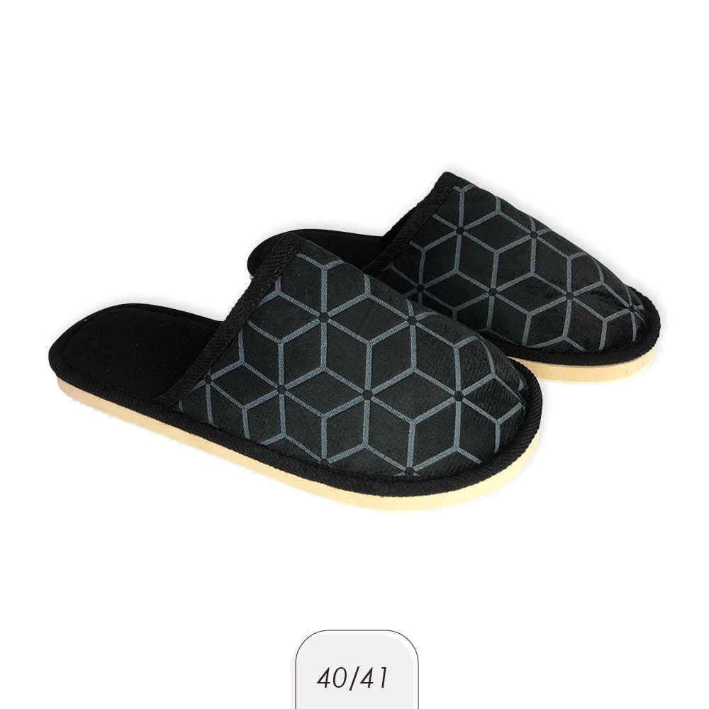 Pantufa Masculina Macia Estampada Preta 40/41